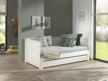 Funktionsbett >PINO< in Weiß - 209,4x80,1x100,3 (BxHxT)