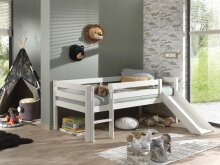 Spielbett >PINO< in Weiß aus Skandinavische Kiefer - 207,6x83x175cm (BxHxT)