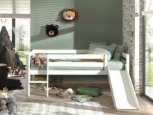 Spielbett >PINO< in Weiß aus Skandinavische Kiefer - 207,6x83x175cm (BxHxT)