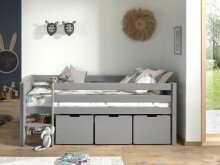 Spielbett >PINO< in Grau - 207,6x83x104,9 (BxHxT)