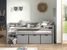 Spielbett >PINO< in Grau - 207,6x83x104,9 (BxHxT)