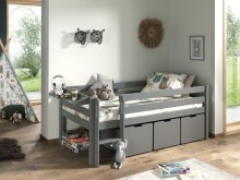 Spielbett >PINO< in Grau - 207,6x83x104,9 (BxHxT)