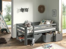 Spielbett >PINO< in Grau - 207,6x83x104,9 (BxHxT)