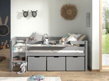 Spielbett >PINO< in Grau - 207,6x83x104,9 (BxHxT)