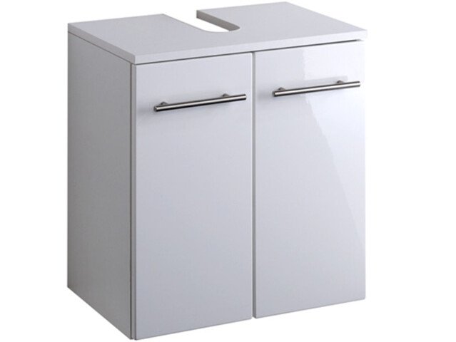 Waschbeckenunterschrank >Parma< in Weiß/Hochglanz aus MDF - 50x53x34cm (BxHxT)