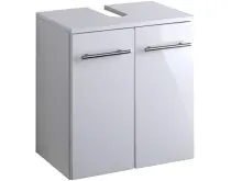 Waschbeckenunterschrank >Parma< in Weiß/Hochglanz aus MDF - 50x53x34cm (BxHxT)