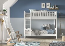 Etagenbett >SCOTT< in Weiß aus Massiv Kiefer und MDF - 207,6x175,4x104,9 (BxHxT)