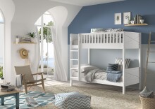 Etagenbett >SCOTT< in Weiß aus Massiv Kiefer und MDF - 207,6x175,4x104,9 (BxHxT)