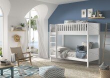 Etagenbett >SCOTT< in Weiß aus Massiv Kiefer und MDF - 207,6x175,4x104,9 (BxHxT)