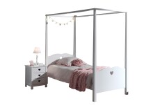 Himmelbett >AMORI< in Weiß aus Massiv Kiefer und MDF - 211,3x187,3x96cm (BxHxT)