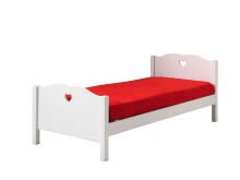 Einzelbett >AMORI< in Weiß aus Massiv Kiefer...