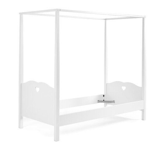 Himmelbett >AMORI< in Weiß aus Massiv Kiefer und MDF - 211,3x187,3x96cm (BxHxT)