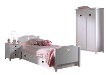 Jugendzimmer-Set >AMORI< in Weiß aus Massiv...