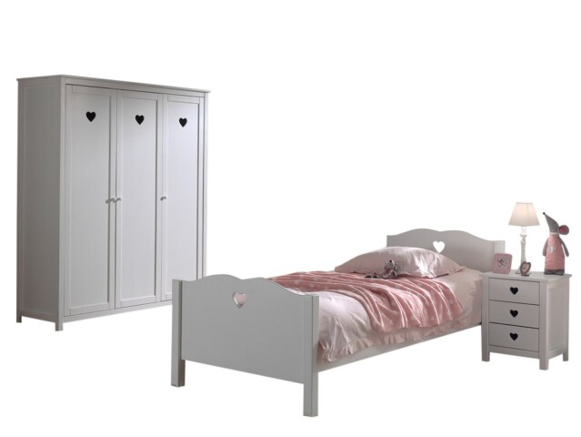 Jugendzimmer-Set >AMORI< in Weiß aus Massiv Kiefer und MDF - 211,2x80x96 (BxHxT)
