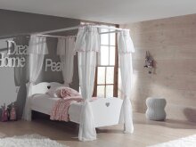 Himmelbett >AMORI< in Weiß aus Massiv Kiefer und MDF - 211,3x187,3x96cm (BxHxT)