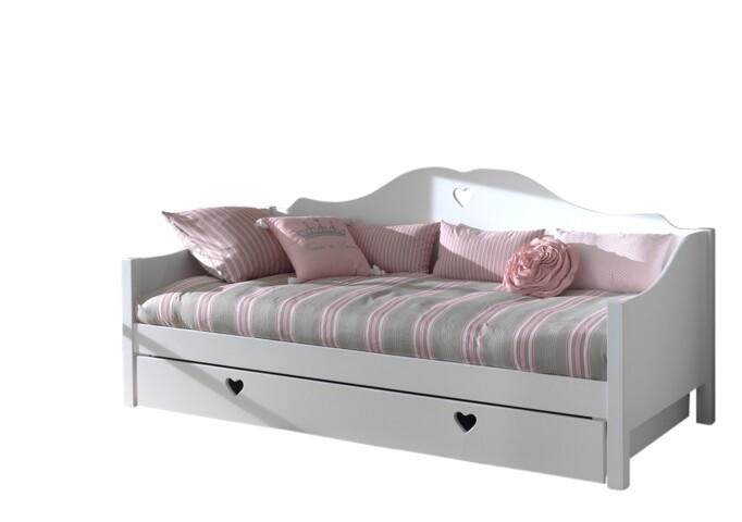 Funktionsbett >AMORI< in Weiß aus Massiv Kiefer und MDF - 211,2x95x97cm (BxHxT)