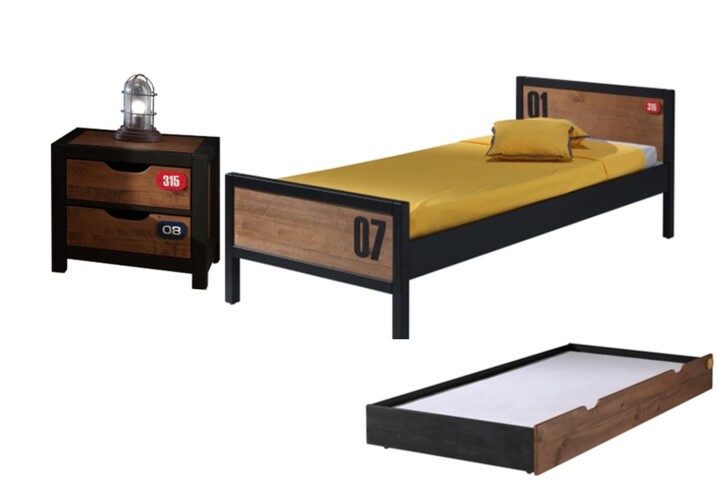 Jugendzimmer-Set >ALEX< in Kiefer gebürstet - 209x75x96,5 (BxHxT)