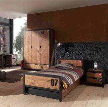 Jugendzimmer-Set >ALEX< in Kiefer gebürstet -...