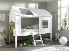 Spielbett >CHARLOTTE< in Weiß aus Massiv Kiefer und MDF - 209x185x137cm (BxHxT)