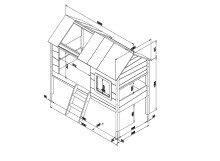 Spielbett >CHARLOTTE< in Weiß aus Massiv Kiefer und MDF - 209x185x137cm (BxHxT)