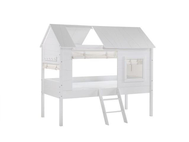 Spielbett >CHARLOTTE< in Weiß aus Massiv Kiefer und MDF - 209x185x137cm (BxHxT)