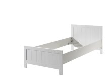 Einzelbett >ERIK< in Weiß aus Massiv Kiefer und MDF - 208x77x96cm (BxHxT)