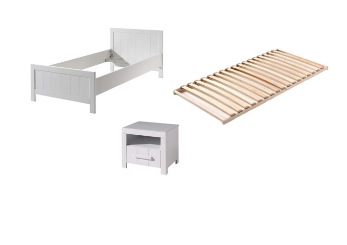 Jugendzimmer-Set >ERIK< in Weiß aus Massiv Kiefer und MDF - 208x77x96cm (BxHxT)