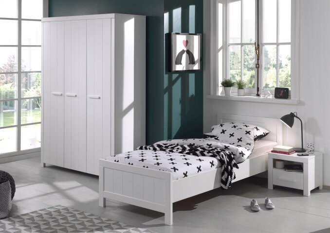 Jugendzimmer-Set >ERIK< in Weiß aus Massiv Kiefer und MDF - 208x77x96,  1.309,95 €