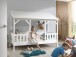 Hausbett >HAUSBETT< in Weiß aus Massiv Kiefer und MDF - 214,2x174x105,3 (BxHxT)