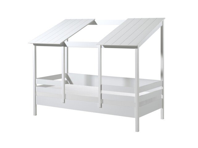 Hausbett >HAUSBETT< in Weiß aus Massiv Kiefer und MDF - 214,2x174x105,3 (BxHxT)