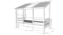 Hausbett >HAUSBETT< in Weiß aus Massiv Kiefer und MDF - 214,2x174x105,3 (BxHxT)