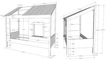 Hausbett >HAUSBETT< in Weiß aus Massiv Kiefer und MDF - 214x158,5x105cm (BxHxT)