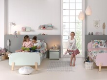 Einzelbett >KIDDY< in mintgrün aus Massiv Kiefer und MDF - 205,5x72,5x95 (BxHxT)