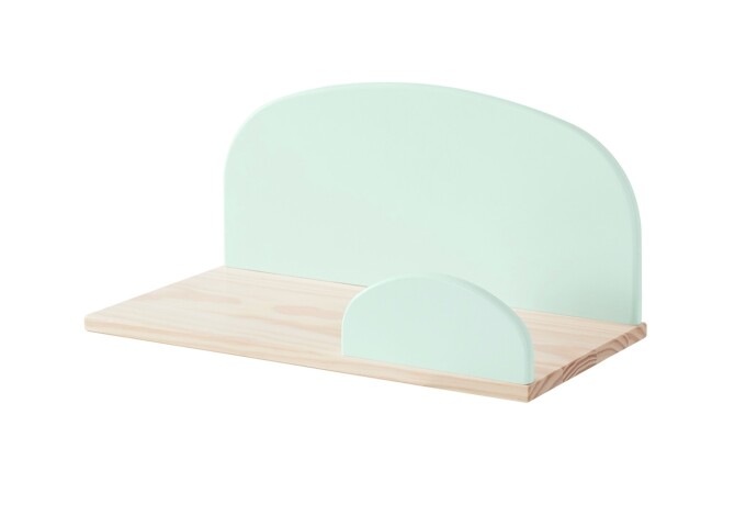 Wandregal >KIDDY< in mintgrün aus Massiv Kiefer und MDF - 45x25x22cm (BxHxT)