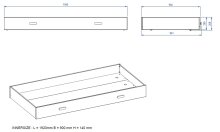 Bettschubkasten >KIDDY< in Weiß aus Massiv Kiefer und MDF - 194x20x94cm (BxHxT)