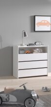 Kommode >KIDDY< in Weiß aus Massiv Kiefer und MDF - 90x92x47cm (BxHxT)