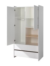 Kleiderschrank >KIDDY< in Weiß aus Massiv Kiefer und MDF - 90x180x55cm (BxHxT)