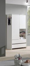 Kleiderschrank >KIDDY< in Weiß aus Massiv Kiefer und MDF - 90x180x55cm (BxHxT)
