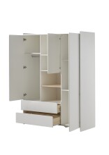 Kleiderschrank >KIDDY< in Weiß aus Massiv Kiefer und MDF - 133x190x55cm (BxHxT)