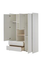 Kleiderschrank >KIDDY< in Weiß aus Massiv Kiefer und MDF - 133x190x55cm (BxHxT)