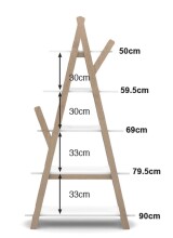 Regal >KIDDY< in Weiß aus Massiv Kiefer und MDF - 90x169x34cm (BxHxT)