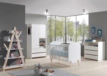 Regal >KIDDY< in Weiß aus Massiv Kiefer und MDF - 90x169x34cm (BxHxT)