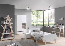 Regal >KIDDY< in Weiß aus Massiv Kiefer und MDF - 90x169x34cm (BxHxT)