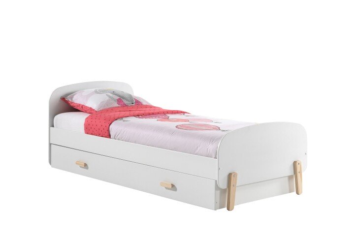 Jugendzimmer-Set >KIDDY< in Weiß aus Massiv Kiefer und MDF - 206x73x95cm (BxHxT)