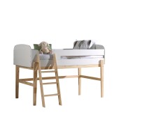 Hochbett >KIDDY< in Weiß aus Massiv Kiefer...
