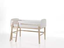 Hochbett >KIDDY< in Weiß aus Massiv Kiefer und MDF - 204,4x126x129,4cm (BxHxT)