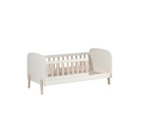 Kinderbett >KIDDY< in Weiß aus Massiv Kiefer und MDF - 147,4x68,3x77cm (BxHxT)