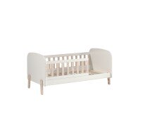 Kinderbett >KIDDY< in Weiß aus Massiv Kiefer und MDF - 147,4x68,3x77cm (BxHxT)