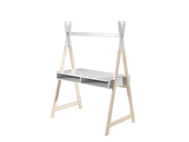 Kinderschreibtisch >KIDDY< in Weiß/Natur - 116x159,6x74,8 (BxHxT)