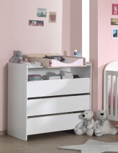 Kommode >KIDDY< in Weiß aus Massiv Kiefer und MDF - 90x106x74cm (BxHxT)